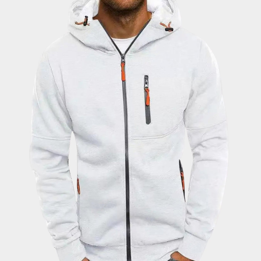 Lässiger Herren-Hoodie mit Reißverschluss und Kapuze - Weiß