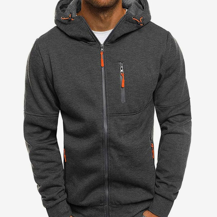 Lässiger Herren-Hoodie mit Reißverschluss und Kapuze - Dunkelgrau