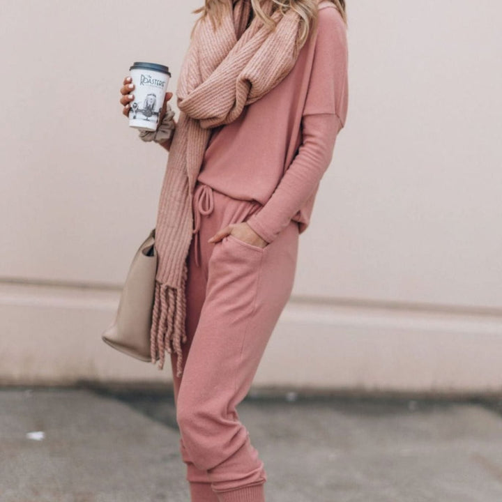 Lässiges Lounge Set für Damen mit Rundhals Langarmshirt Jogginghose
