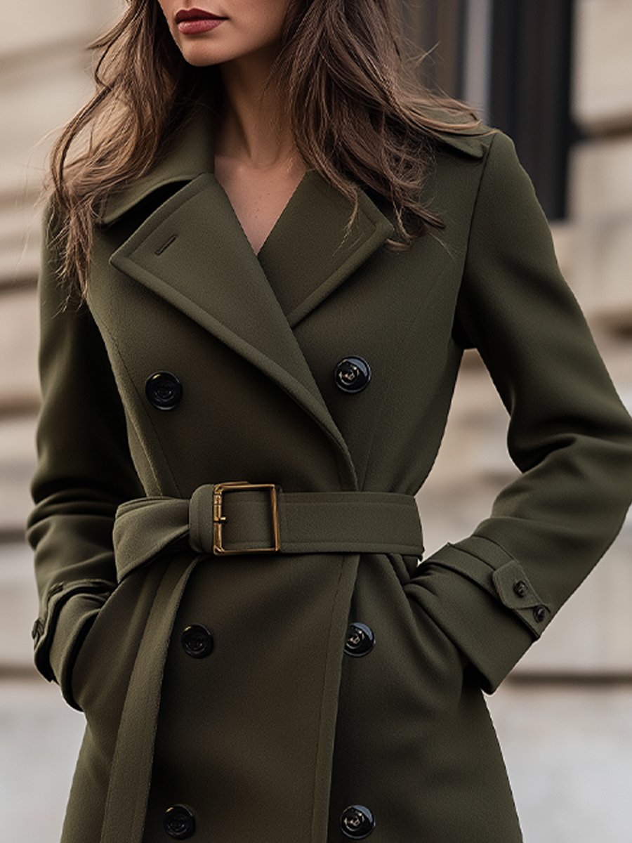Gabriela | Damen Winter Lange Trenchcoat mit Gürtel