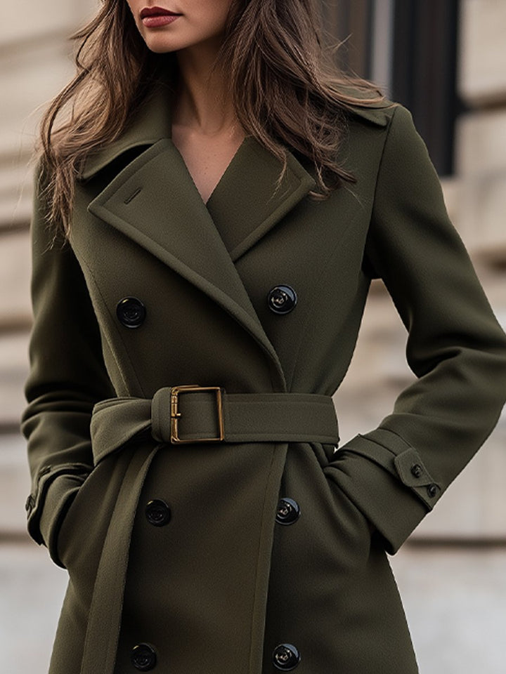 Gabriela | Damen Winter Lange Trenchcoat mit Gürtel