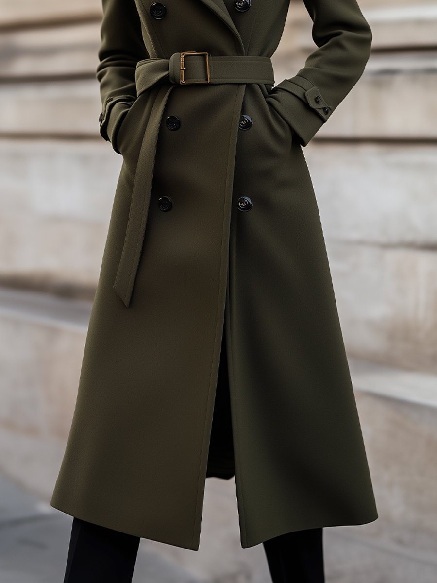 Gabriela | Damen Winter Lange Trenchcoat mit Gürtel