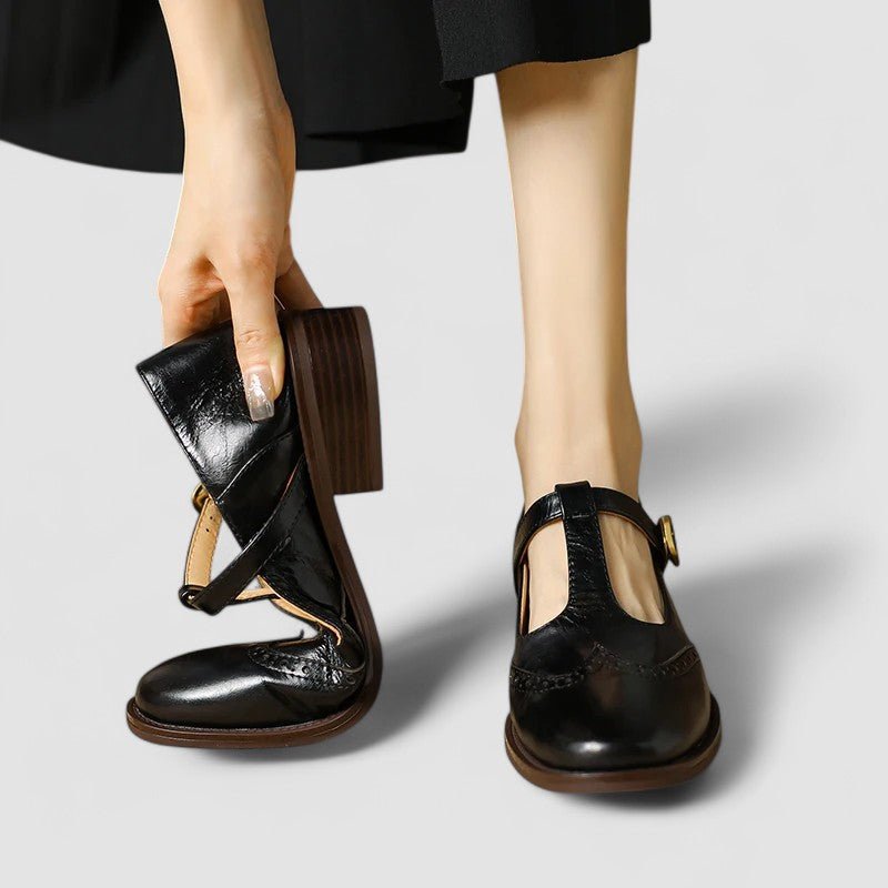 Mary Jane Schuhe Orthopädisch T-Riemen Blockabsatz