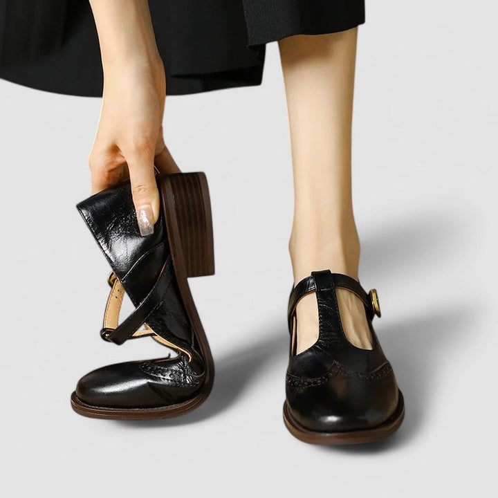 Mary Jane Schuhe Orthopädisch T-Riemen Blockabsatz