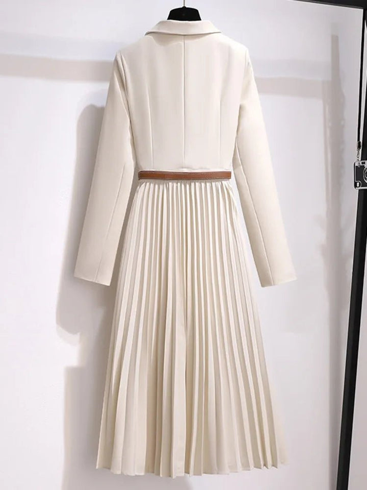 Midi Blazerkleid Tailliert Plissiert Elegant
