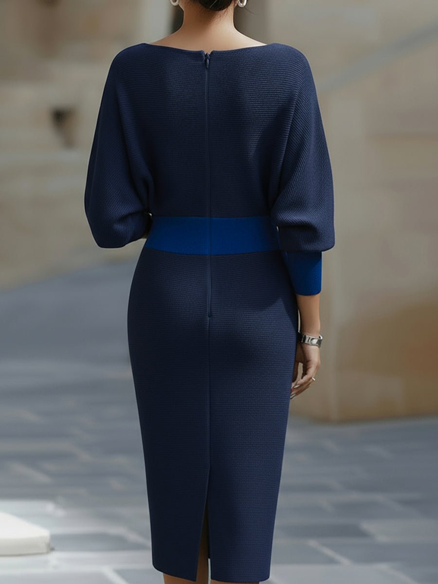 Midi Kleid Satin Wasserfallausschnitt Fledermausärmel