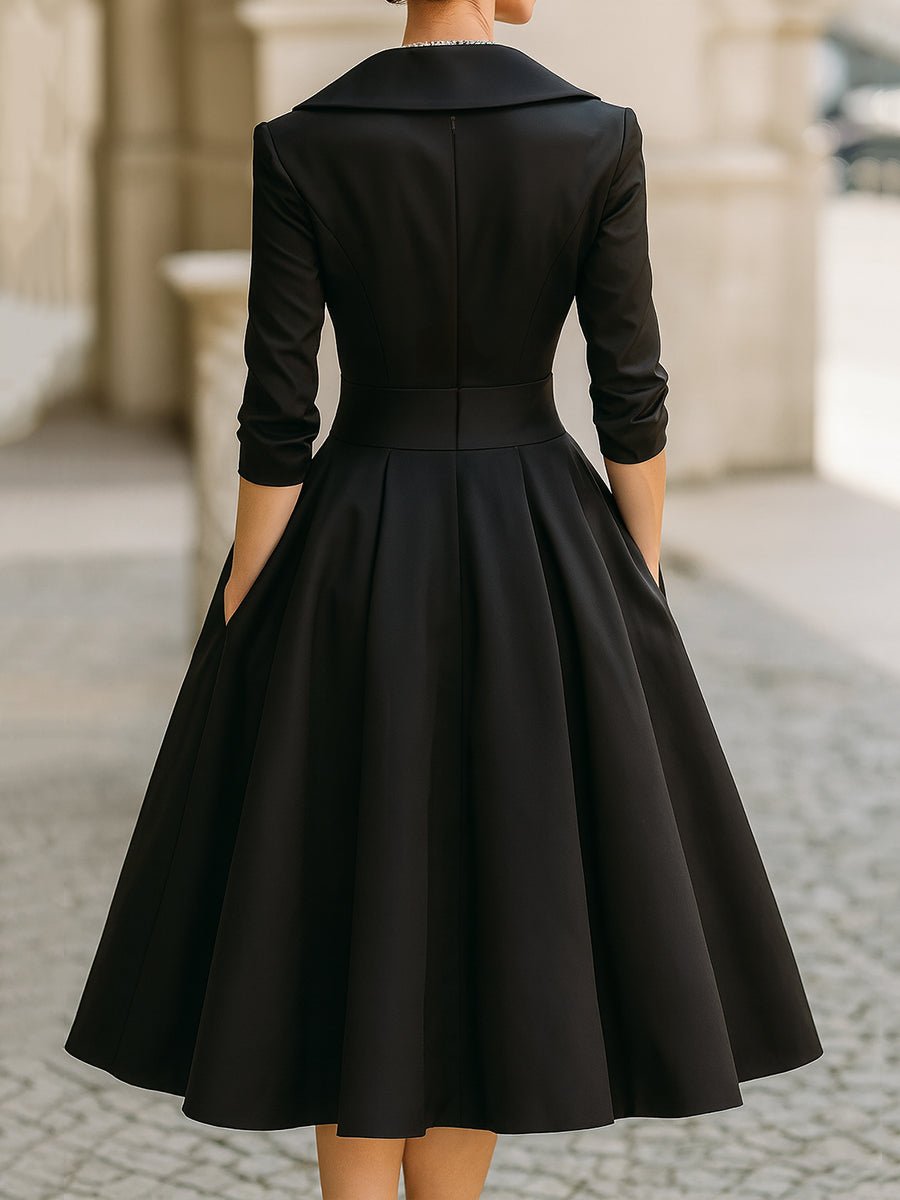 Midi Kleid V-Ausschnitt Wickelstil Elegant