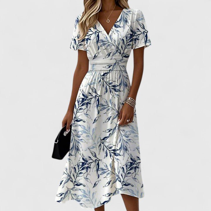 Midi Wickelkleid V-Ausschnitt Blumenmuster
