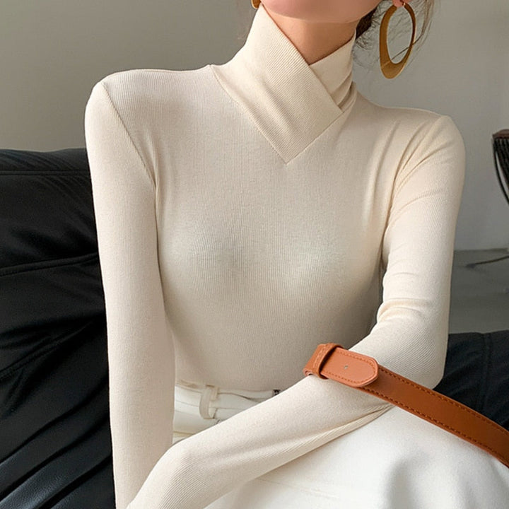 Doris | Damen Frühlings Elegantes Mock-Neck Top