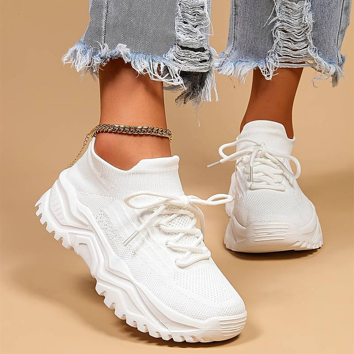 Martina | Damen Trendige Schnür-Sneaker mit klobiger Sohle