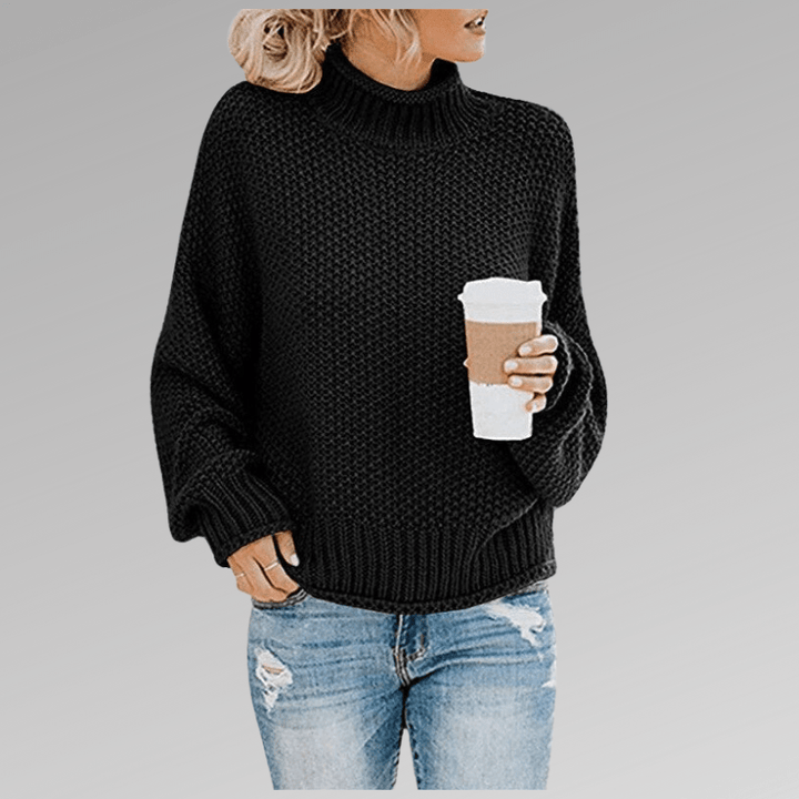 Felicia | Damen Gemütlicher Strickpullover mit hohem Kragen