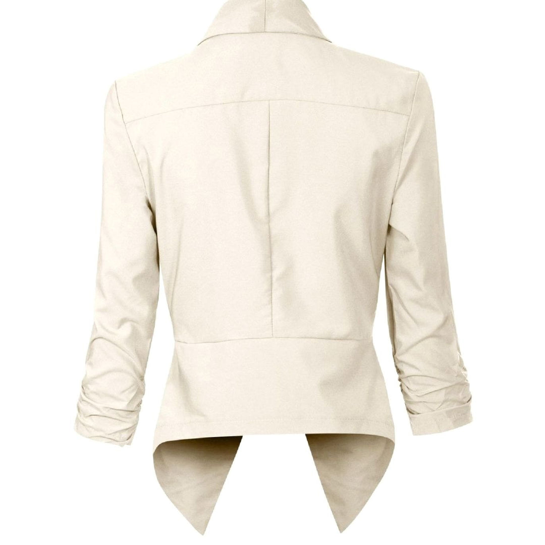 Offene Damen-Langarm-Blazer mit Wasserfallkragen gerafften Ärmeln