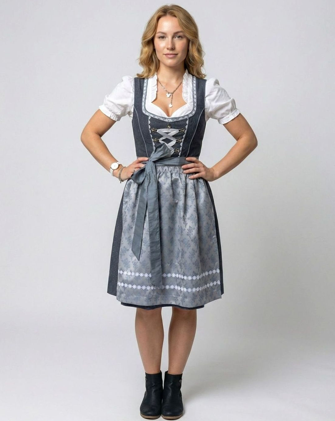 Oktoberfest Dirndl-Kleid Damen Traditionelles 3-teiliges Trachten-Set
