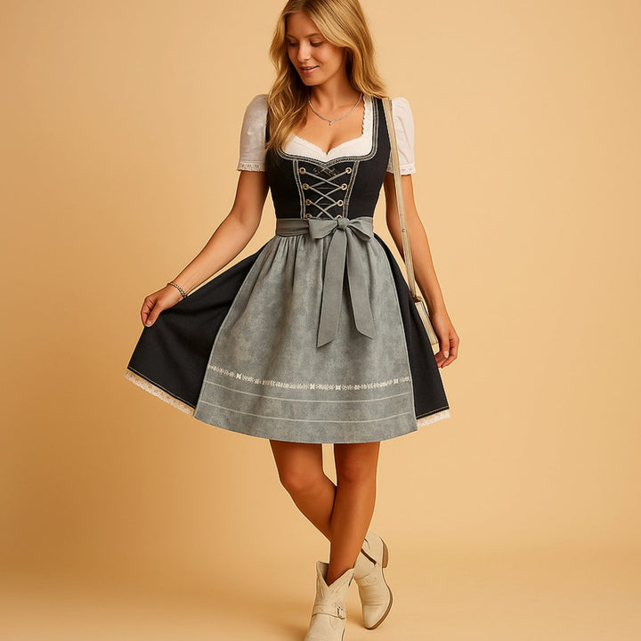 Oktoberfest Dirndl Trachtenkleid Damen Figurschmeichelnd Baumwollbluse