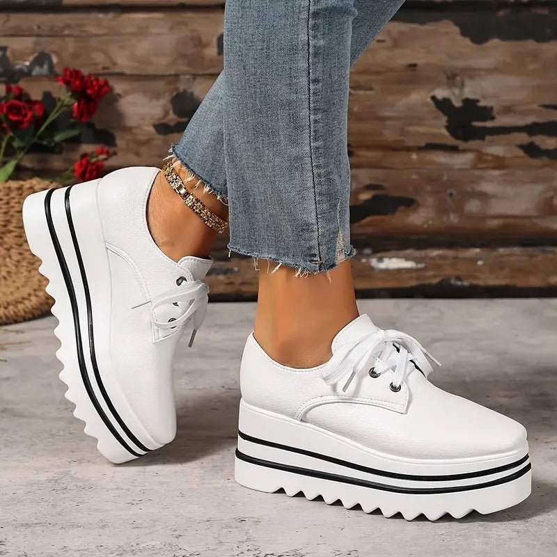 Platform Oxford Schuhe Wedge Sneaker Schnürung