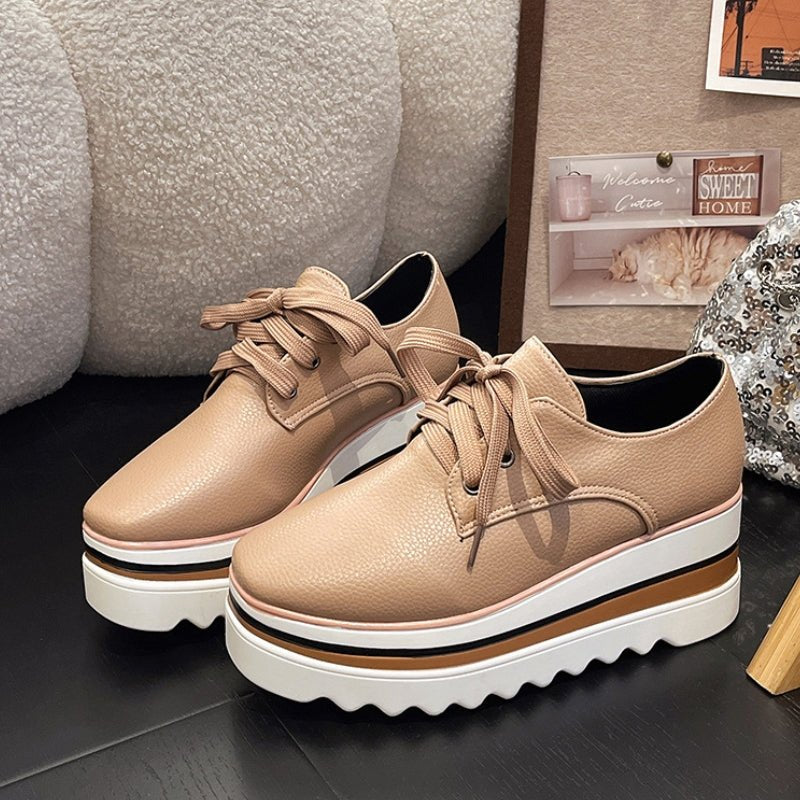 Platform Oxford Schuhe Wedge Sneaker Schnürung