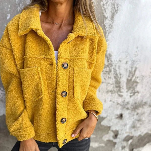 Plus Size Damen Cardigan Knopfverschluss Kragen Taschen