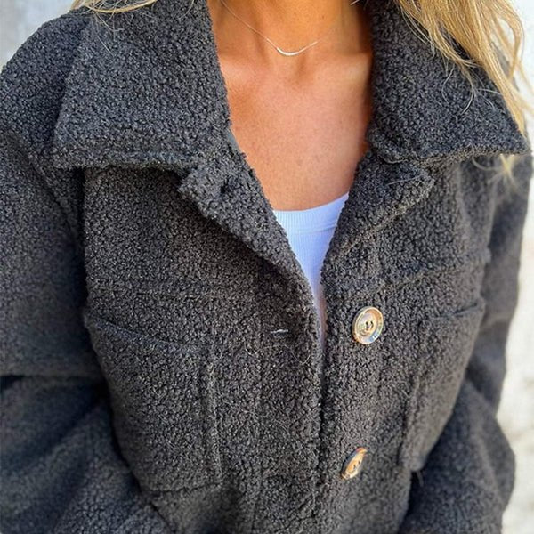 Plus Size Damen Cardigan Knopfverschluss Kragen Taschen