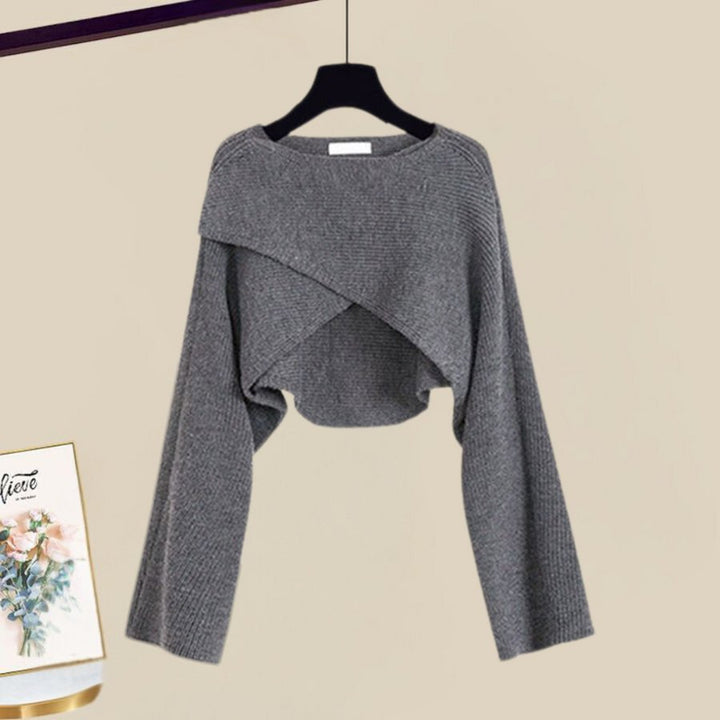 Plus Size Damen Outfit Set Kleid mit Strickjacke Zweiteilig