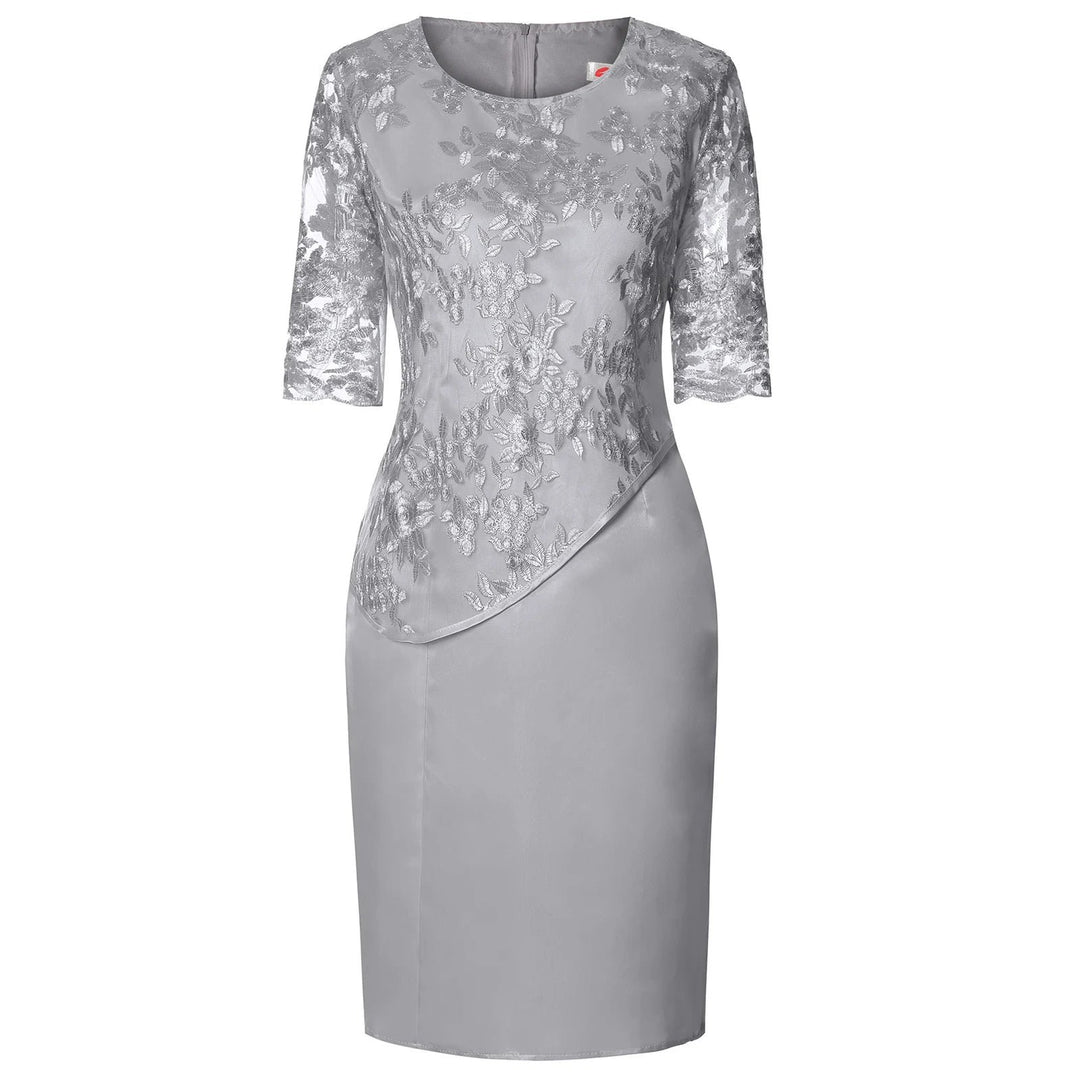 Plus Size Midi Kleid Spitze Blumen Elegant Festlich