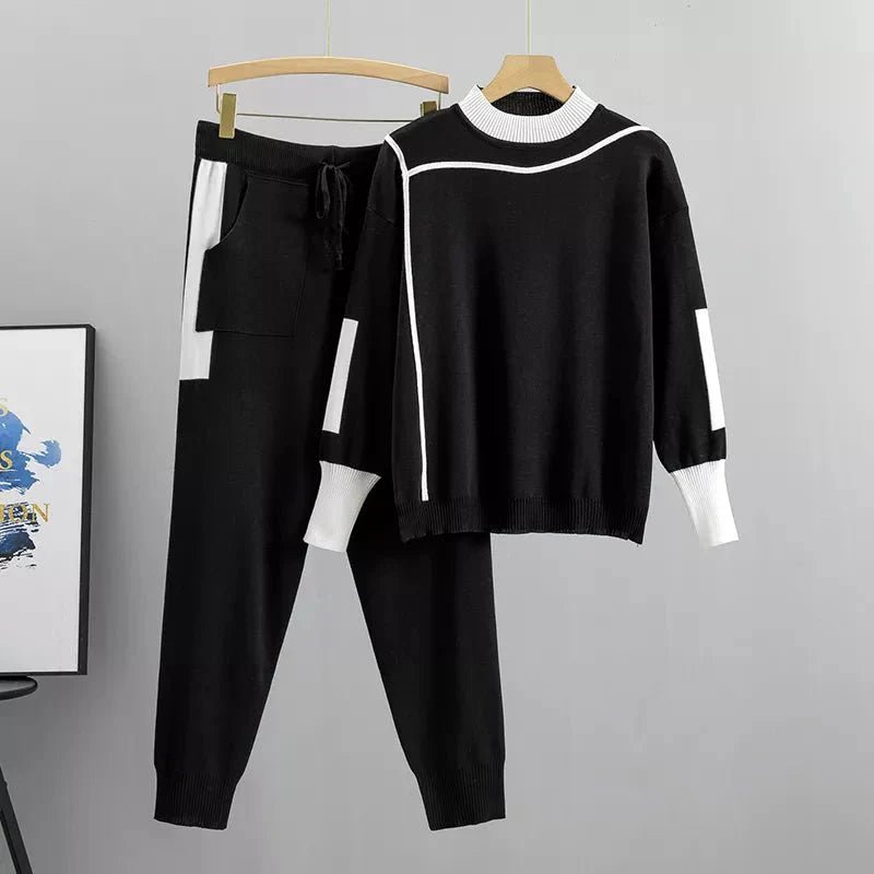 Plus Size Trainingsanzug Set Bequem Elegant - Black