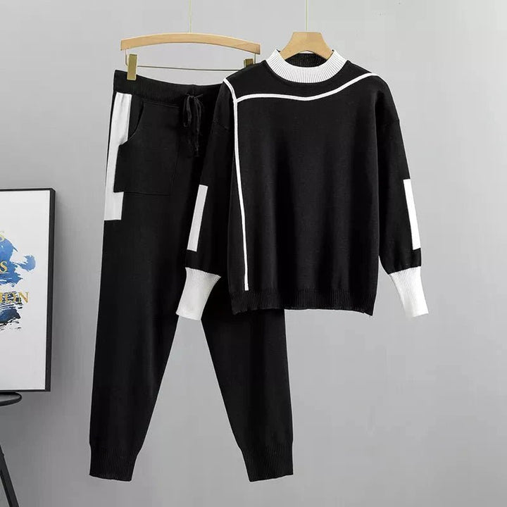 Plus Size Trainingsanzug Set Bequem Elegant - Black