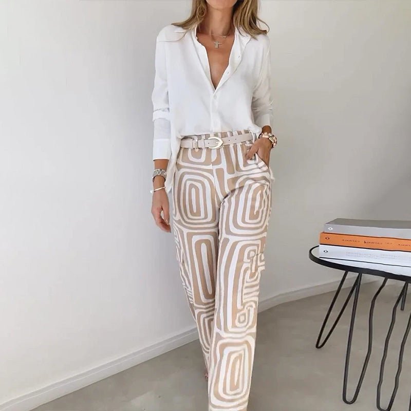 Plus Size Zweiteiler Set Business Elegant Bluse Hose