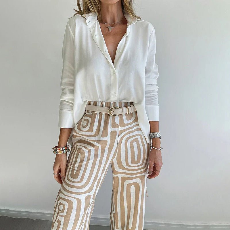 Plus Size Zweiteiler Set Business Elegant Bluse Hose