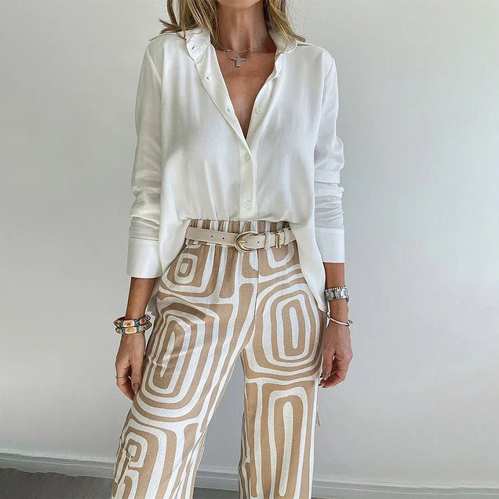 Plus Size Zweiteiler Set Business Elegant Bluse Hose