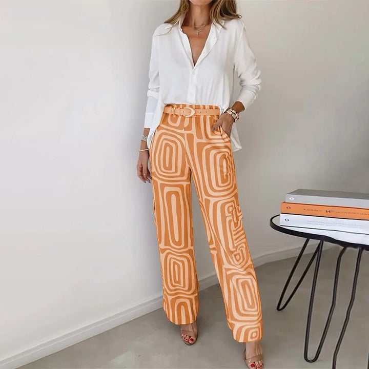 Plus Size Zweiteiler Set Business Elegant Bluse Hose - Orange