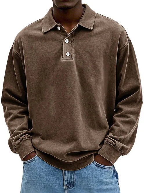 Robert | Herren Freizeit-Polo-Sweatshirt mit langen Ärmeln
