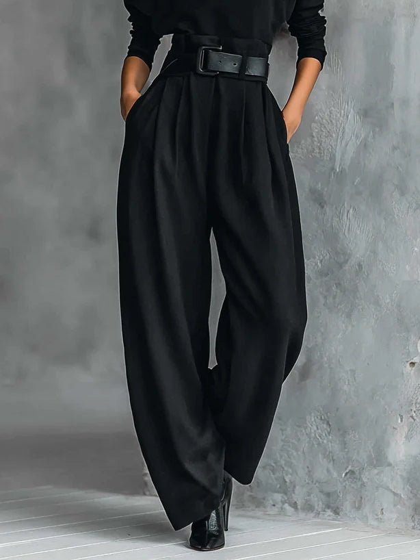 Rollkragen Jumpsuit Set mit Gürtel Langarm Zweiteiler