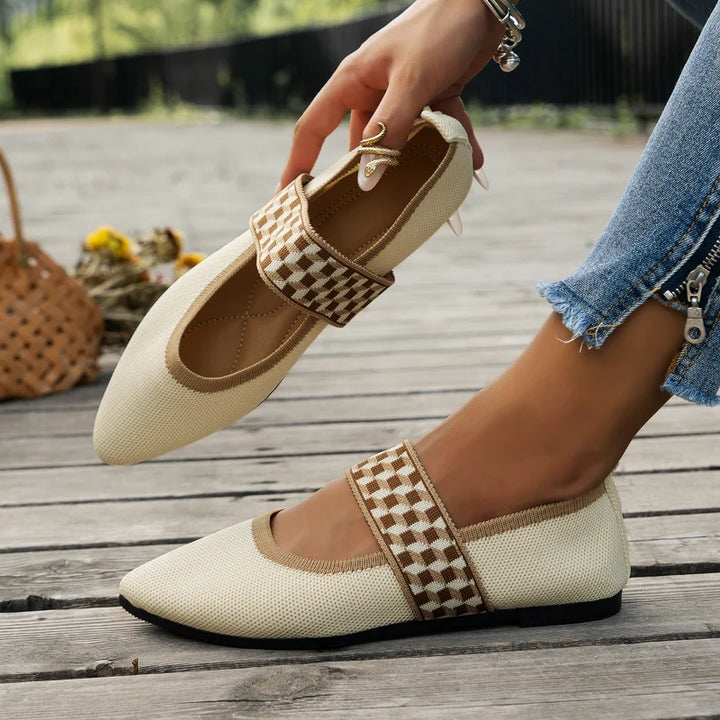 Anja | Damen Frühlings Ballerinas mit Riemen im Freizeitstil