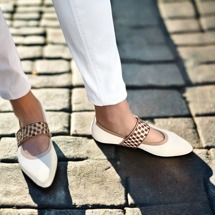 Anja | Damen Frühlings Ballerinas mit Riemen im Freizeitstil