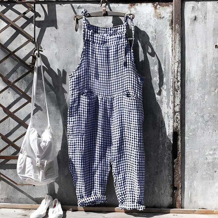 Unisex Vintage Gestreifter Overall Latzhose Verstellbare Träger - Dunkelblau