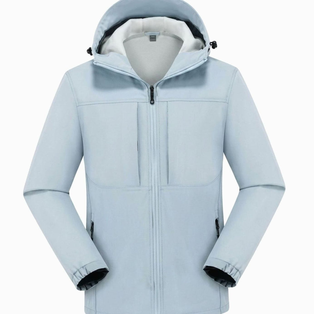 Wasserdichte Softshelljacke Herren Fleecefutter Kapuze Reißverschluss - Eisblau