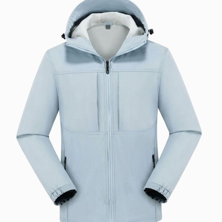 Wasserdichte Softshelljacke Herren Fleecefutter Kapuze Reißverschluss - Eisblau