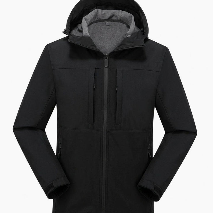 Wasserdichte Softshelljacke Herren Fleecefutter Kapuze Reißverschluss - Anthrazit