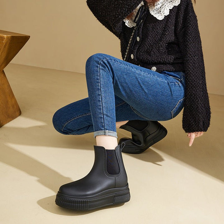 Wasserdichte Stiefel Chelsea Damen Plateau Regenstiefel