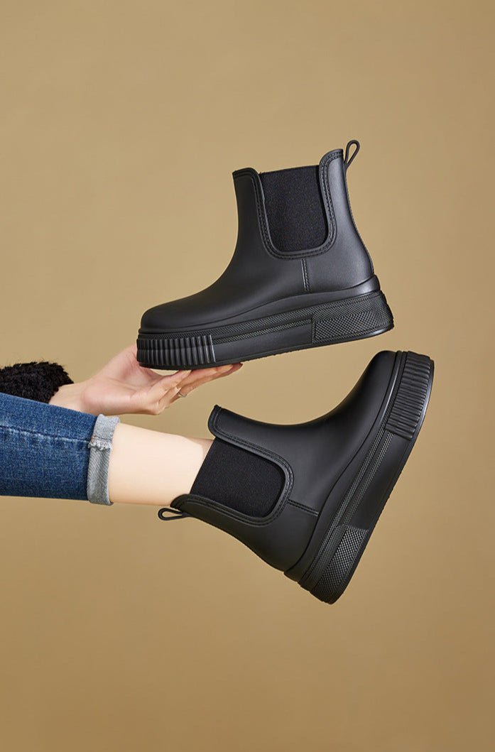 Wasserdichte Stiefel Chelsea Damen Plateau Regenstiefel