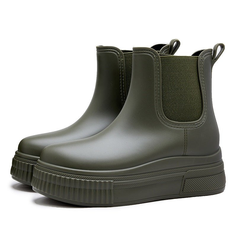 Wasserdichte Stiefel Chelsea Damen Plateau Regenstiefel