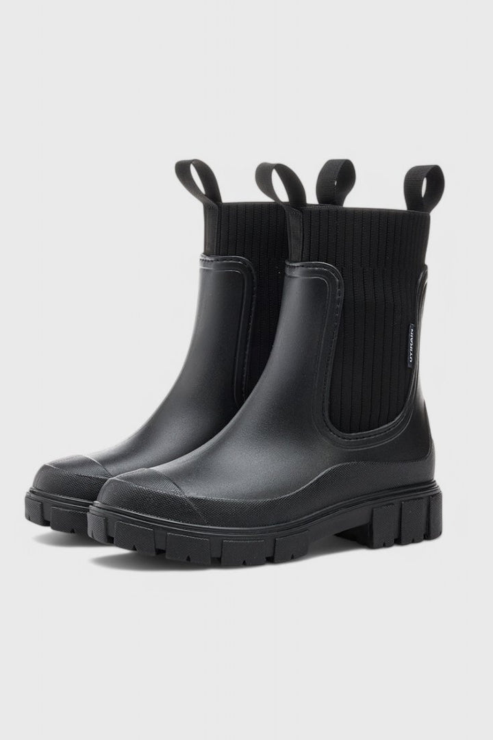Waterproof Boots Chelsea Damen Gummistiefel Regenstiefel - Black