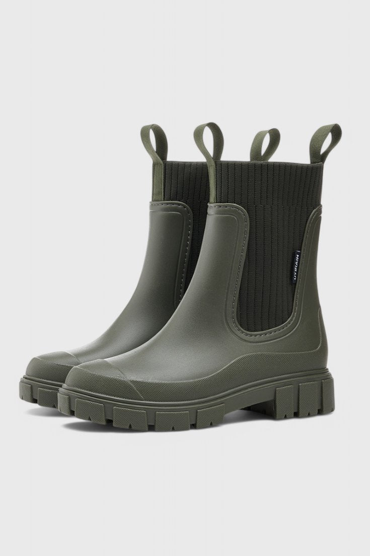 Waterproof Boots Chelsea Damen Gummistiefel Regenstiefel - Green