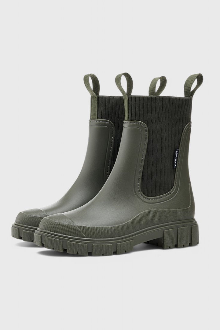 Waterproof Boots Chelsea Damen Gummistiefel Regenstiefel - Green