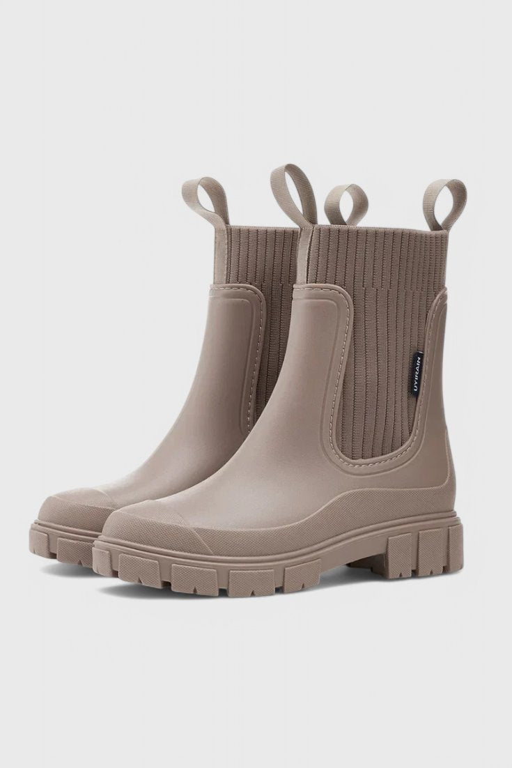 Waterproof Boots Chelsea Damen Gummistiefel Regenstiefel - Taupe