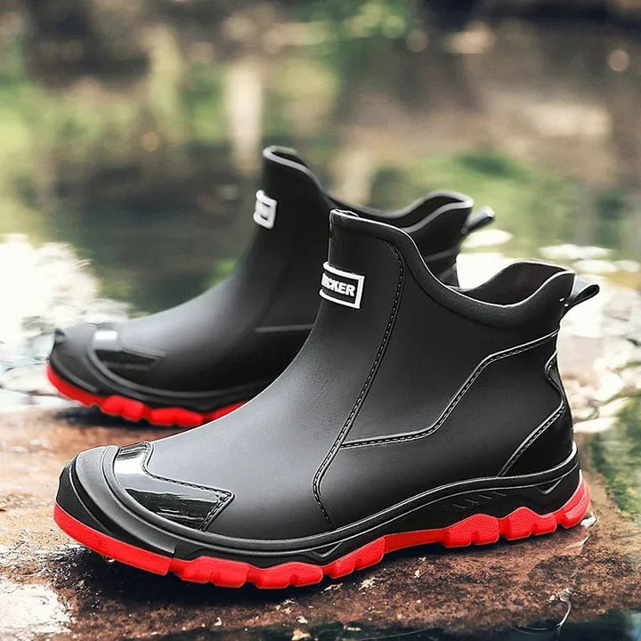 Waterproof Boots Herren Chelsea Slip-On Outdoor - Black/Red