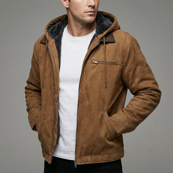 Winterjacke Herren Reißverschluss Taschen Outdoor - Camel