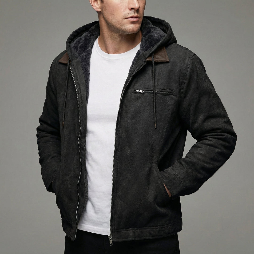 Winterjacke Herren Reißverschluss Taschen Outdoor - Black
