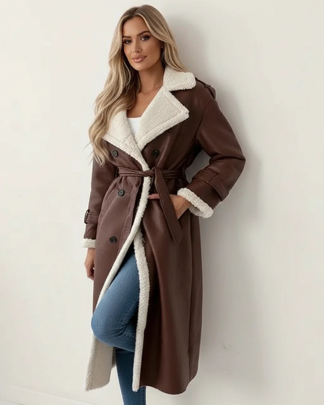 Karin | Damen Sherpa Langer Wintermantel