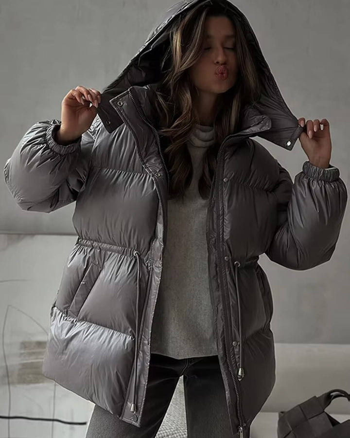 Pauline | Winter-Steppjacke für Damen mit Kordelzug und Glanzfinish